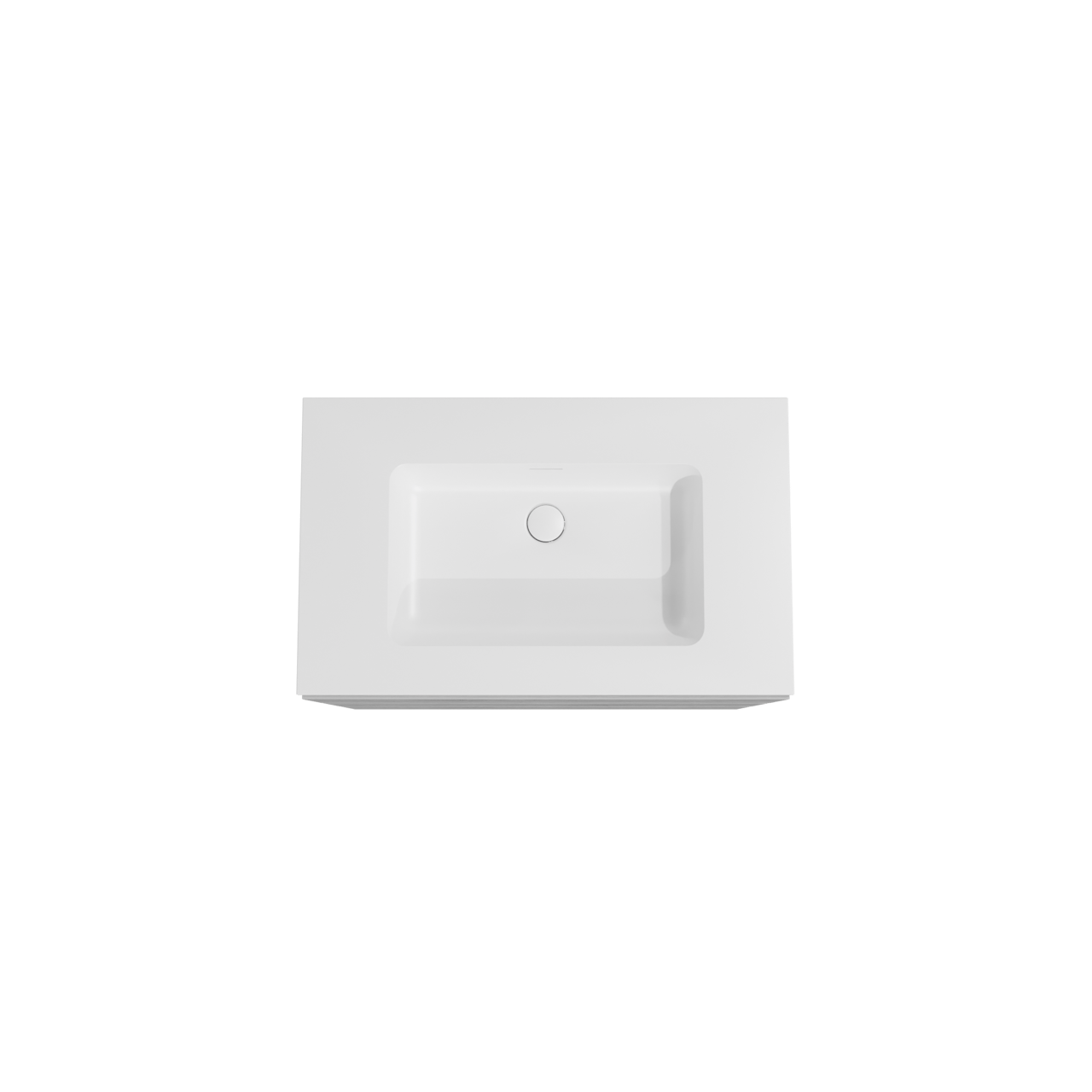 Storke Edge freistehendes Möbelstück Set: 85 x 52 cm, Beton dunkelgrau, mit Mata Einzelwaschtisch, Solid Surface Weiß matt