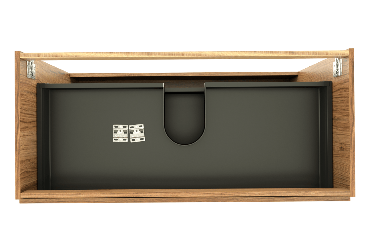 Balmani Lucida stehender Waschbeckenunterschrank: 120 x 55 cm, Teak, 3 Schubladen