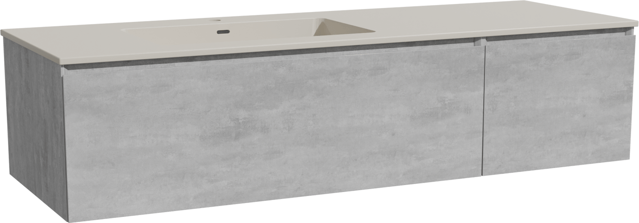 Storke Edge hängendes Möbelstück Set: 150 x 52 cm, Beton dunkelgrau, mit Diva Waschtisch links, Top Solid Seidengrau