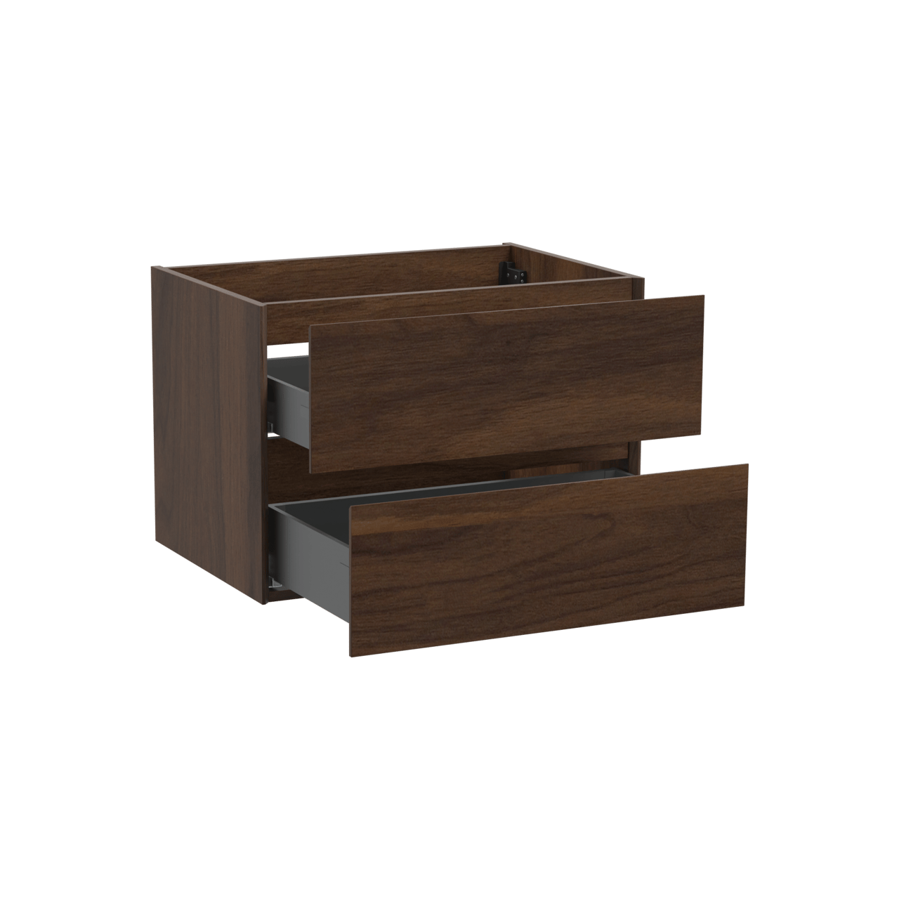 Storke Edge meuble sous-lavabo suspendu 75 x 52 cm noyer 2 tiroirs