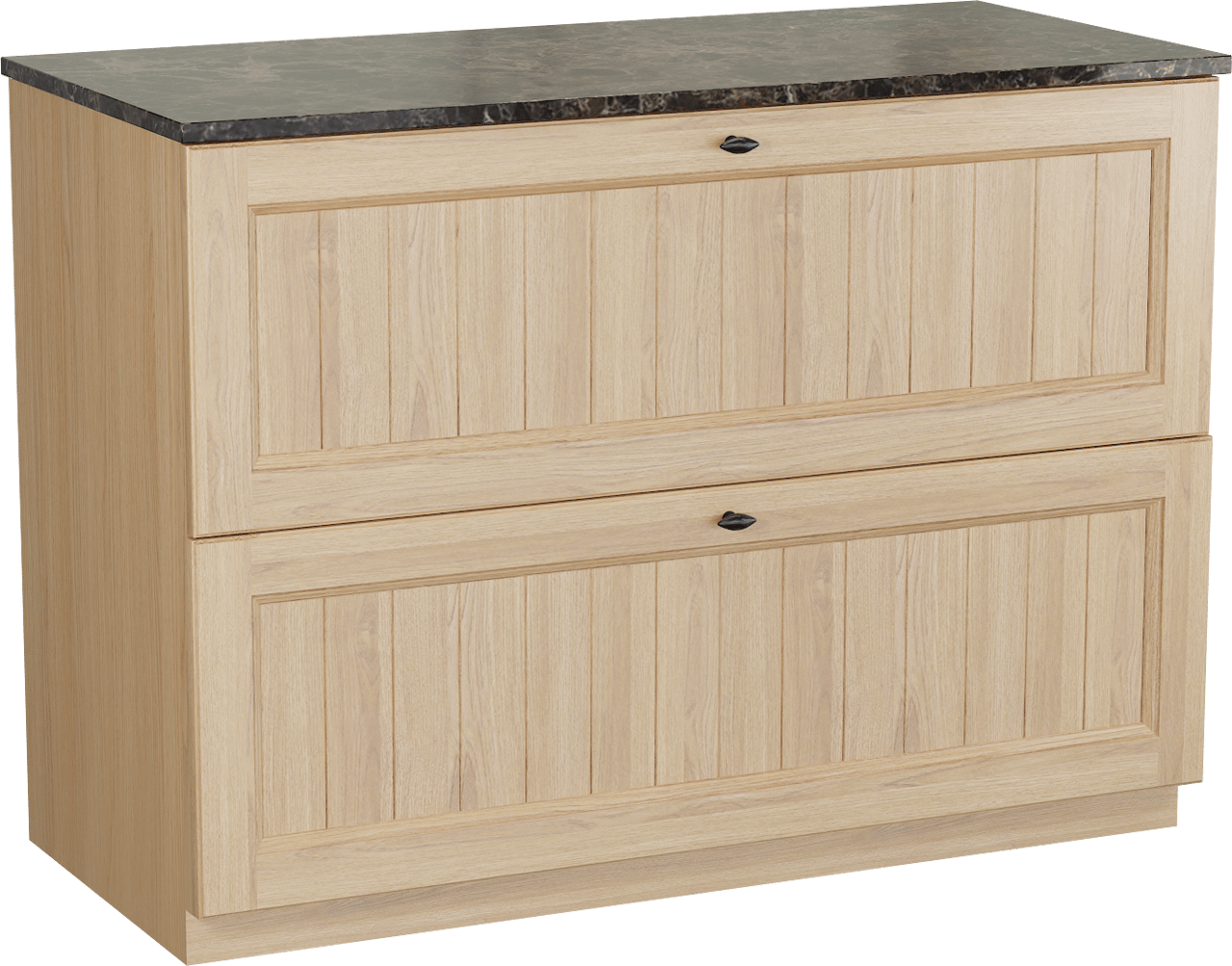 Balmani Lemon staand badkamermeubel 120 x 55 cm, fineer natuur eik met Stretto enkel of dubbel tablet in dark emperador