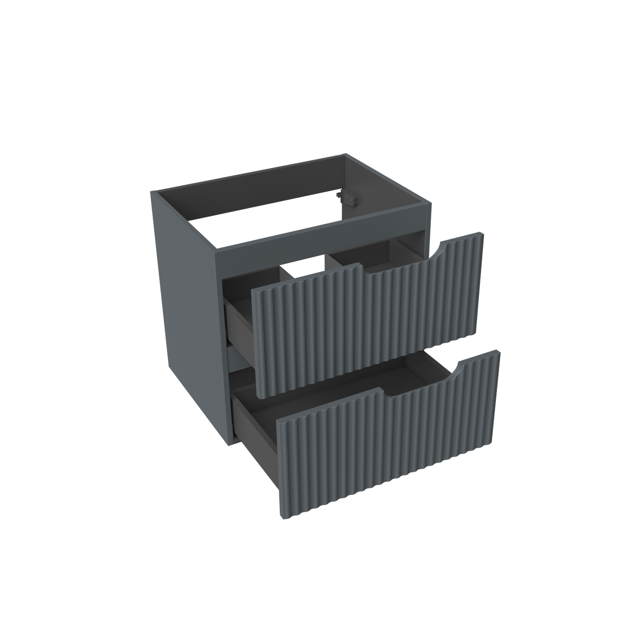 Linie Ribbo hängender Waschbeckenunterschrank: 60 x 46 cm, Blau Anthrazit, 2 Schubladen