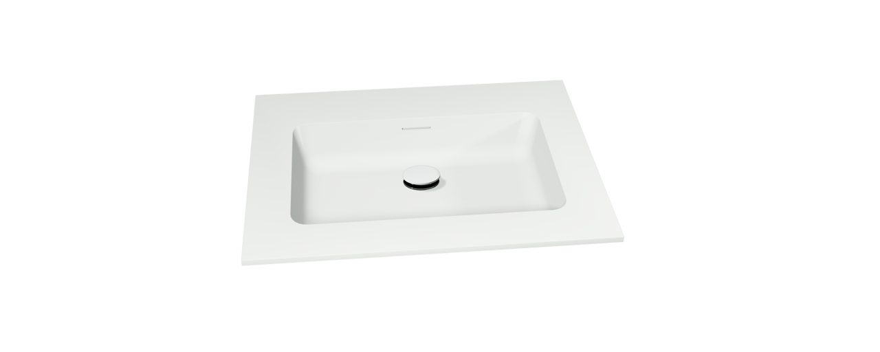 Storke Mata Einzelwaschtisch, Solid Surface matt, 65 x 52 cm, Crepine inklusive