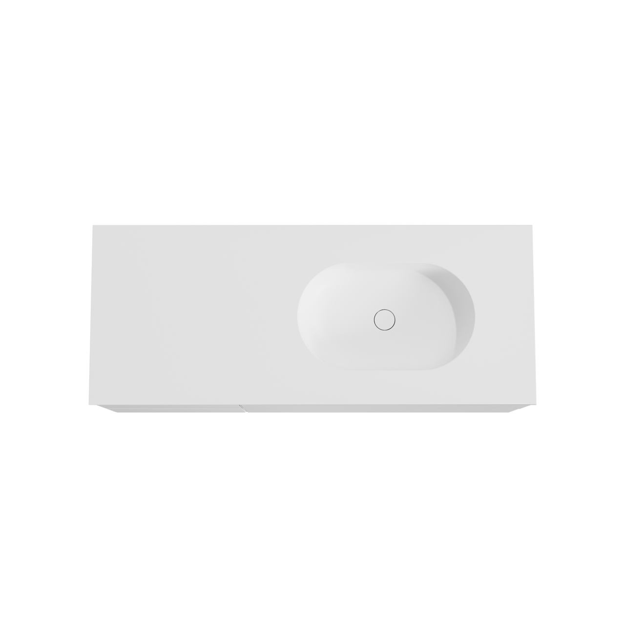 Balmani Mitra meuble salle de bains suspendu 135 x 55 cm blanc mat avec Tablo Oval vasque asymétrique droite en solid surface blanc mat