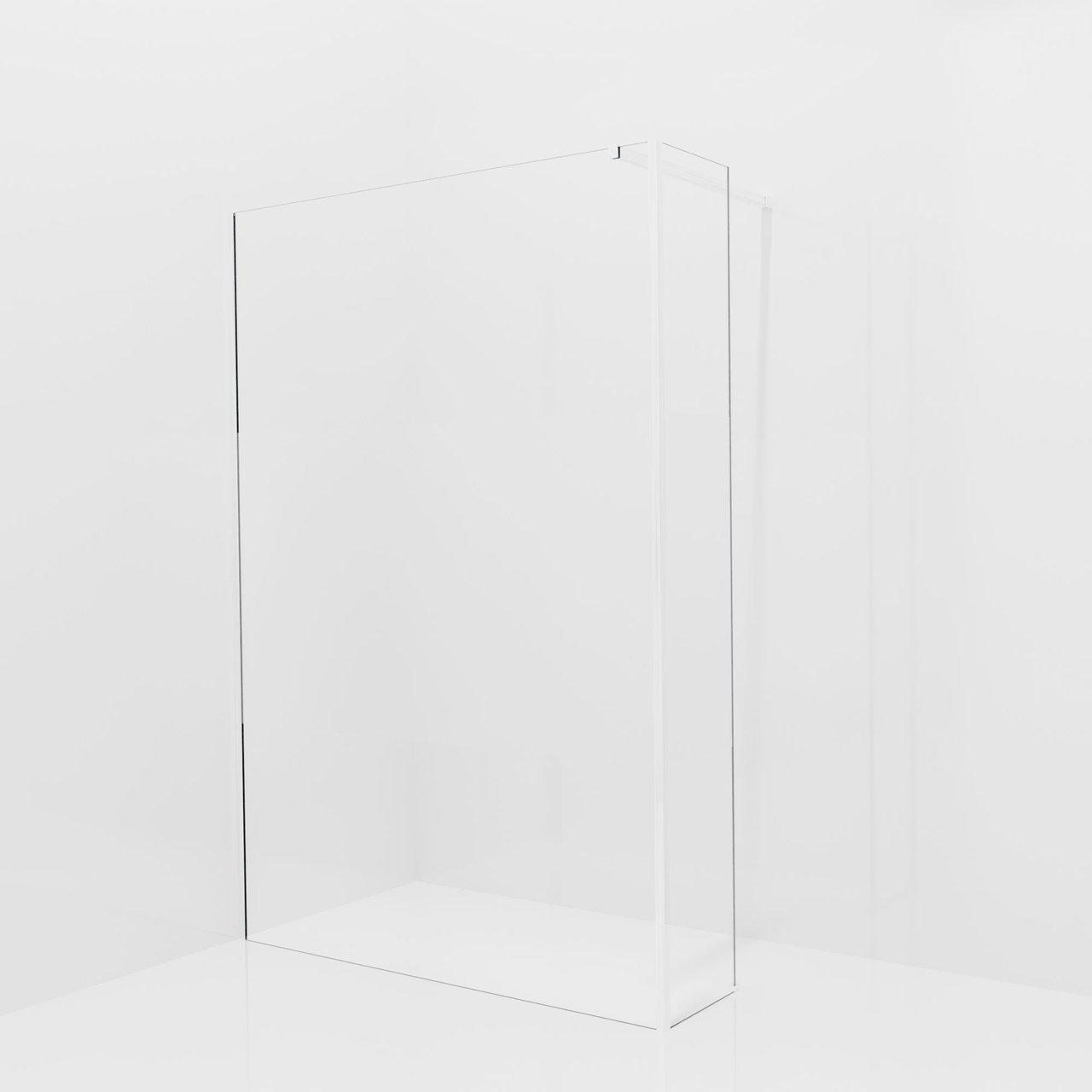 Balmani Modular Walk-In Dusche mit fester Seitenwand: 140 x 200 cm, Klarglas mit mattiertem Streifen, inklusive Coating, Profil Chrom glänzend