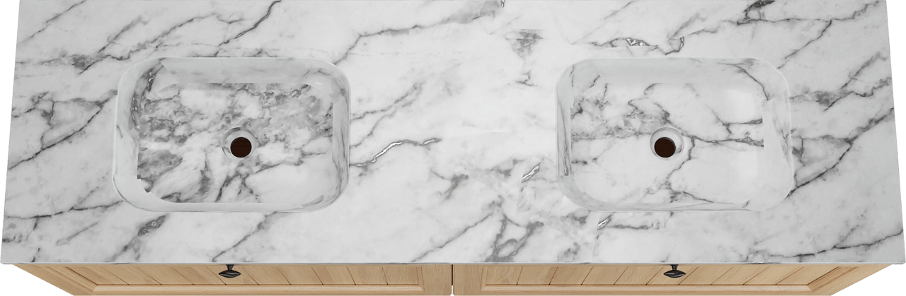 Balmani Lemon meuble salle de bains suspendu 180 x 55 cm, plaqué chêne naturel avec Tablo Arcato double vasque en carrare