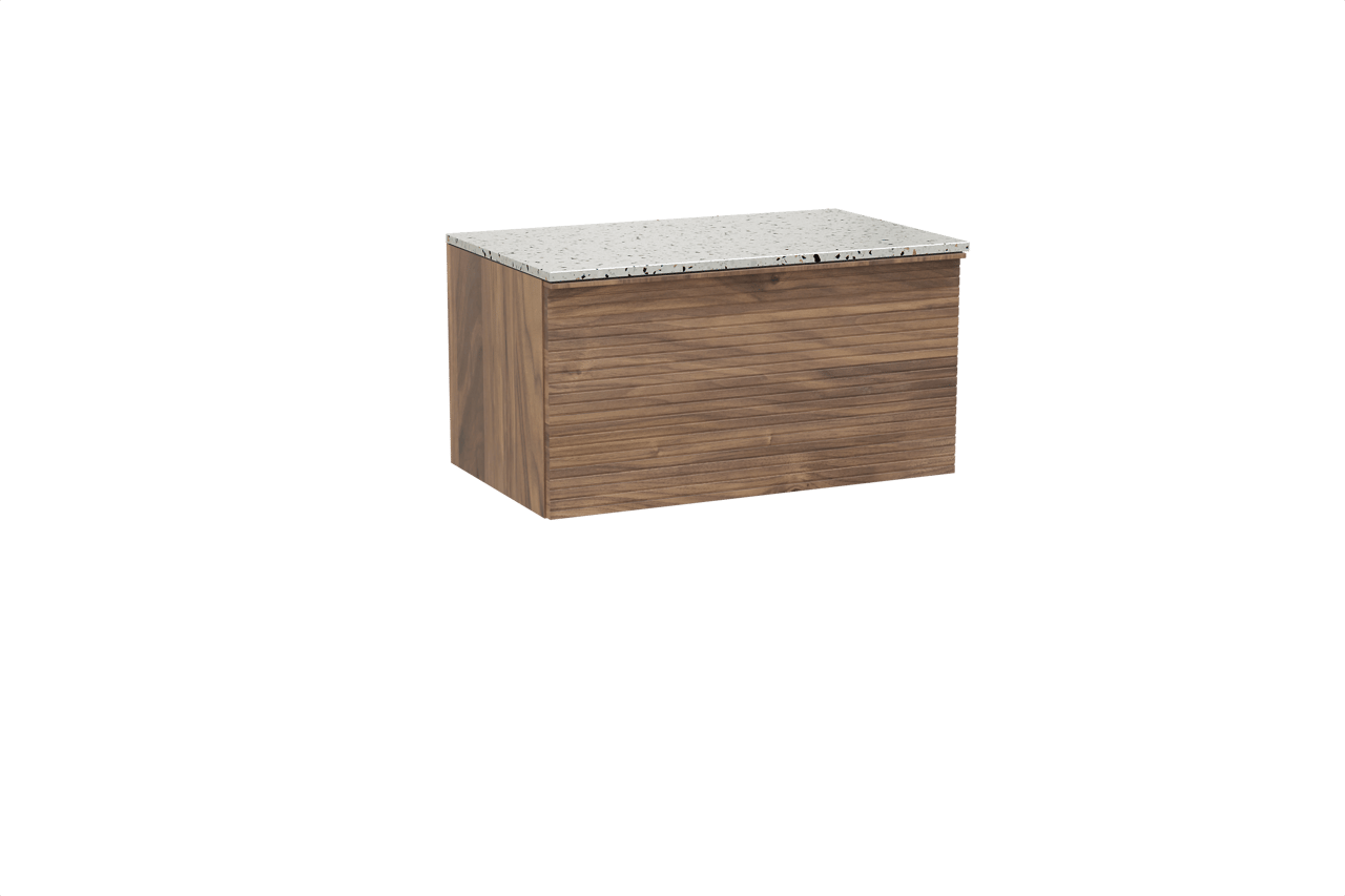 Balmani Forma Badmöbel Set mit Stretto Waschtischplatte für Aufsatzwaschbecken