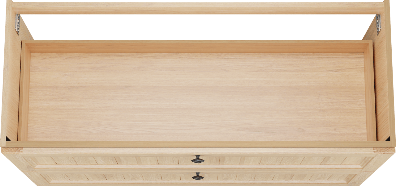 Balmani Lemon stehender Waschbeckenunterschrank: 135 x 55 cm, Naturbelassene Eiche Furnier, 2 Schubladen