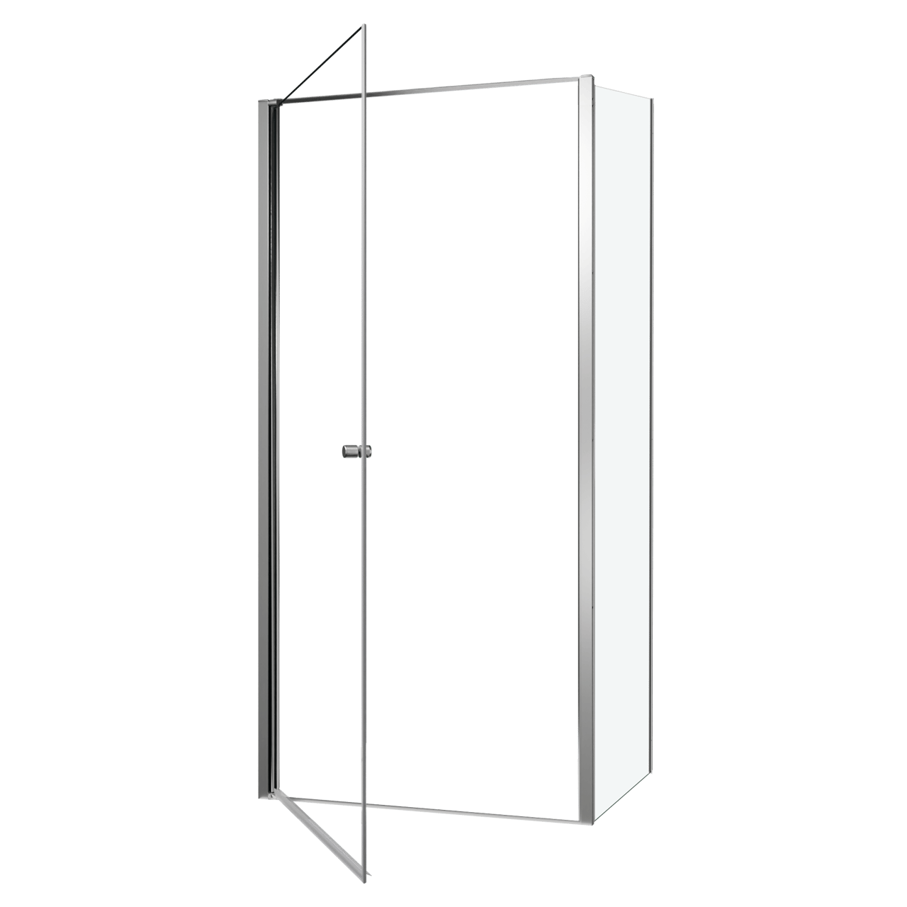 Luca Varess Kuresa coin-douche porte pivotante avec paroi latérale fixe 100 x 90 x 200 cm verre transparent et profil noir mat