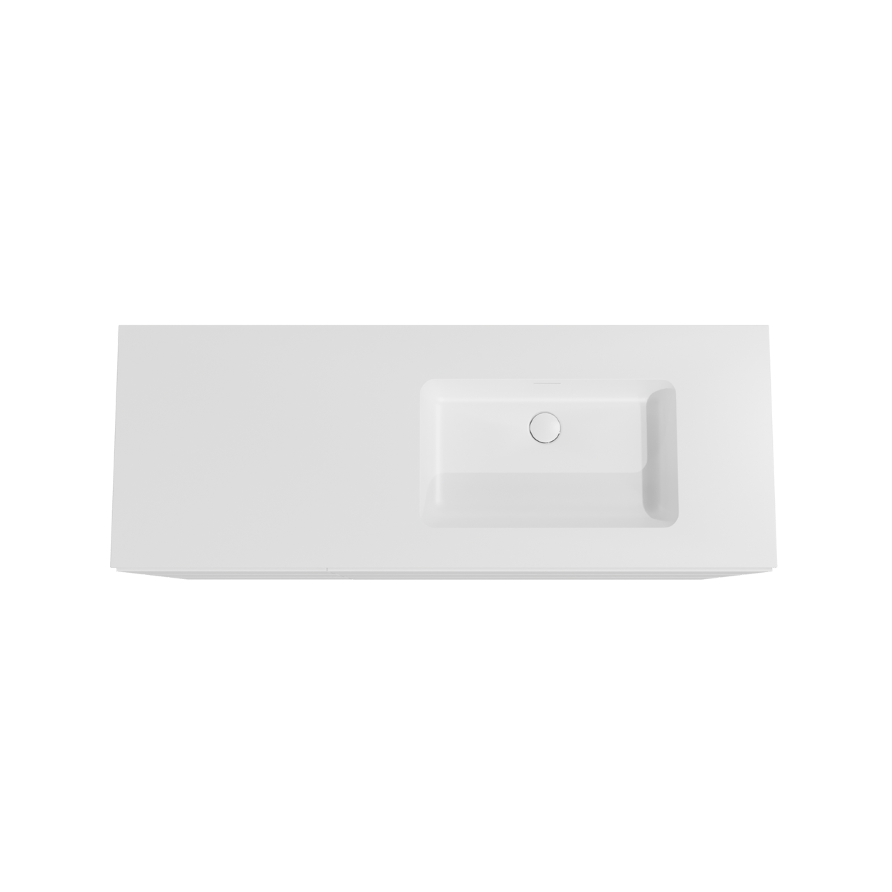 Storke Edge meuble salle de bains à poser 140 x 52 cm blanc mat avec Mata plan vasque asymétrique à droite en solid surface blanc mat