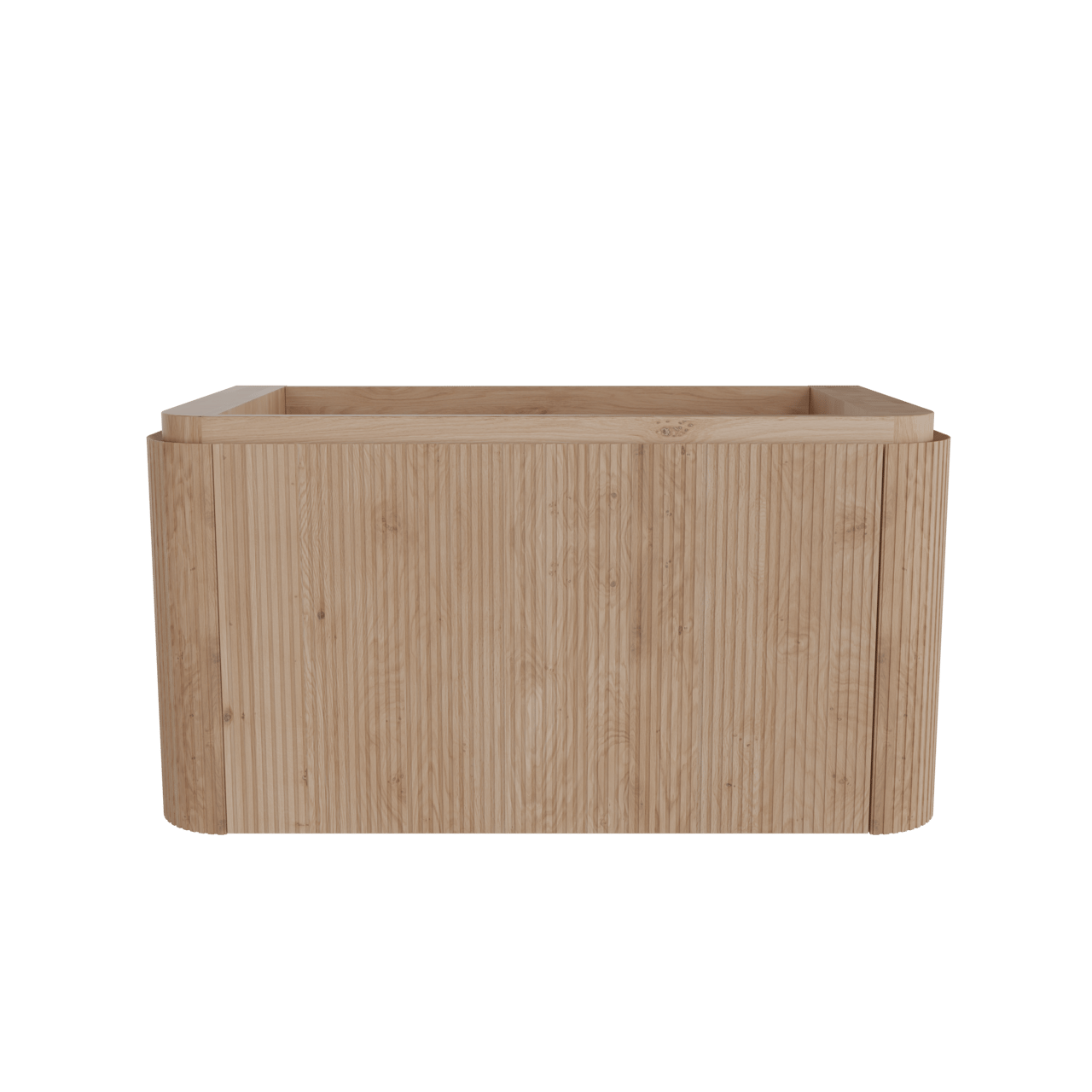 Balmani Moon hängender Waschbeckenunterschrank: 100 x 55 cm, Eiche natur, 2 Schubladen, Vert. Sym. Rippe