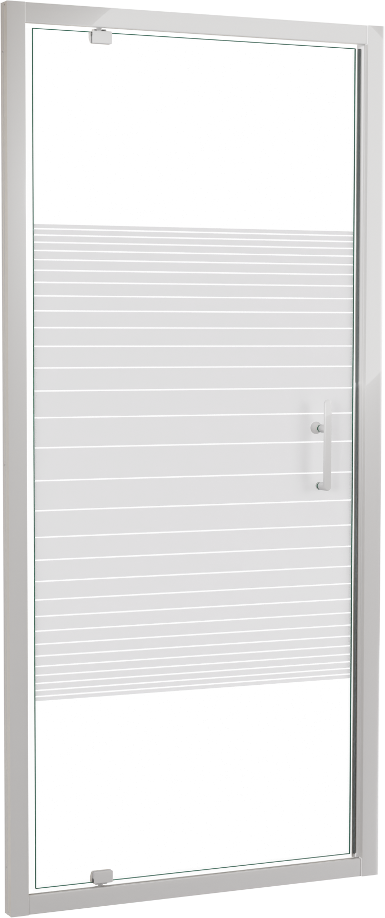 SanyOne Anton porte pivotante 90 cm x 190 cm verre Rayé profil blanc brillant
