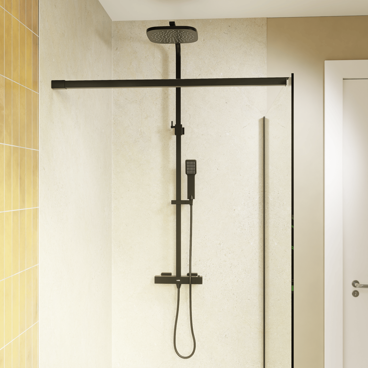 Blaufoss Cape 250 Duschsystem mit Duscharmatur Schwarz Matt