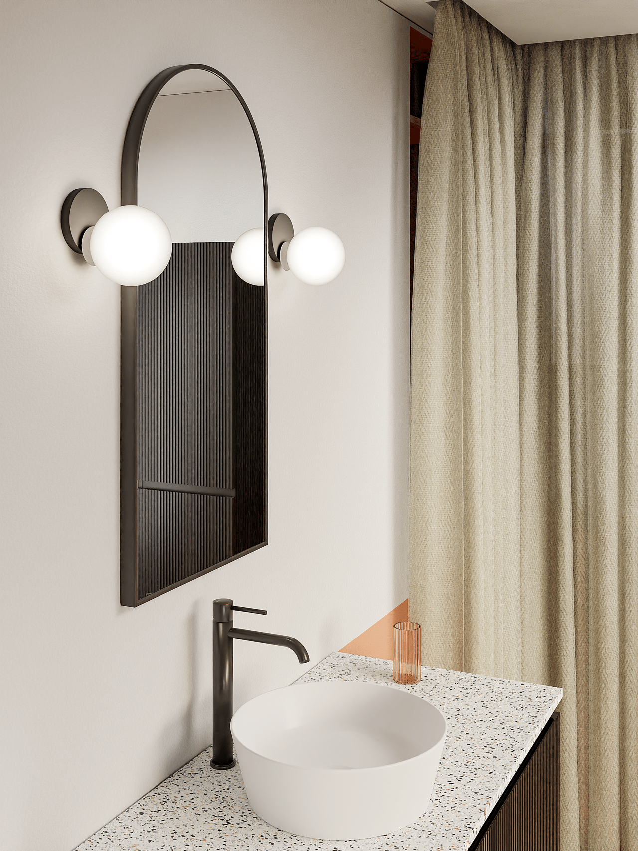 Storke Nero Badspiegel: Rund, Schwarz, 45 x 90 cm