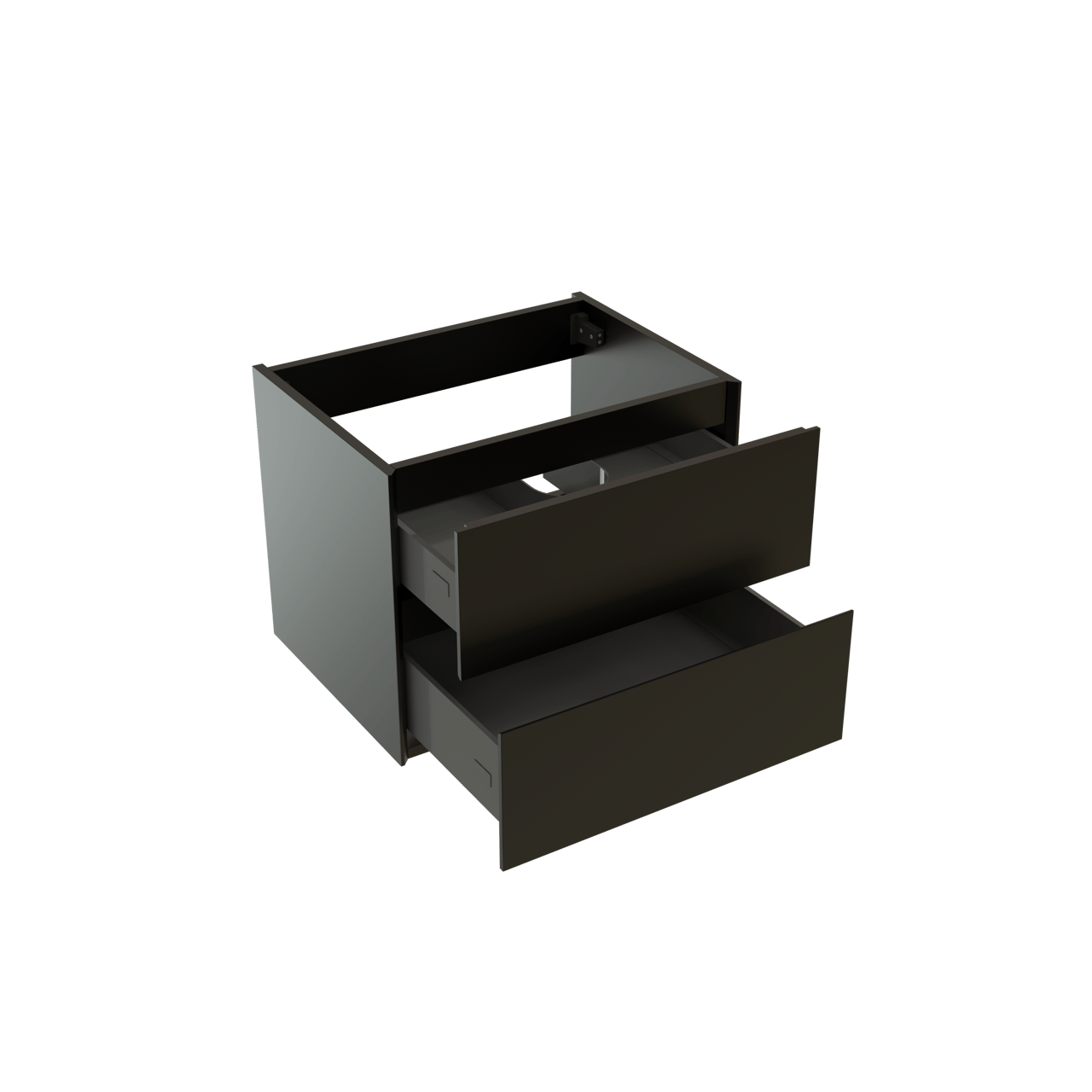 Storke Edge meuble sous-lavabo suspendu 60 x 46 cm Noir Mat 2 tiroirs