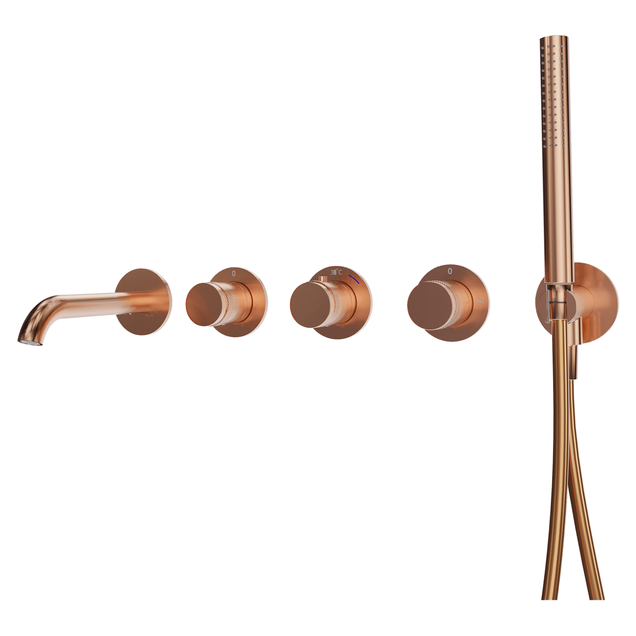 Blaufoss Pavilion Robinet de baignoire encastré Brushed Rosegold set douchette incl. incl élément intégré