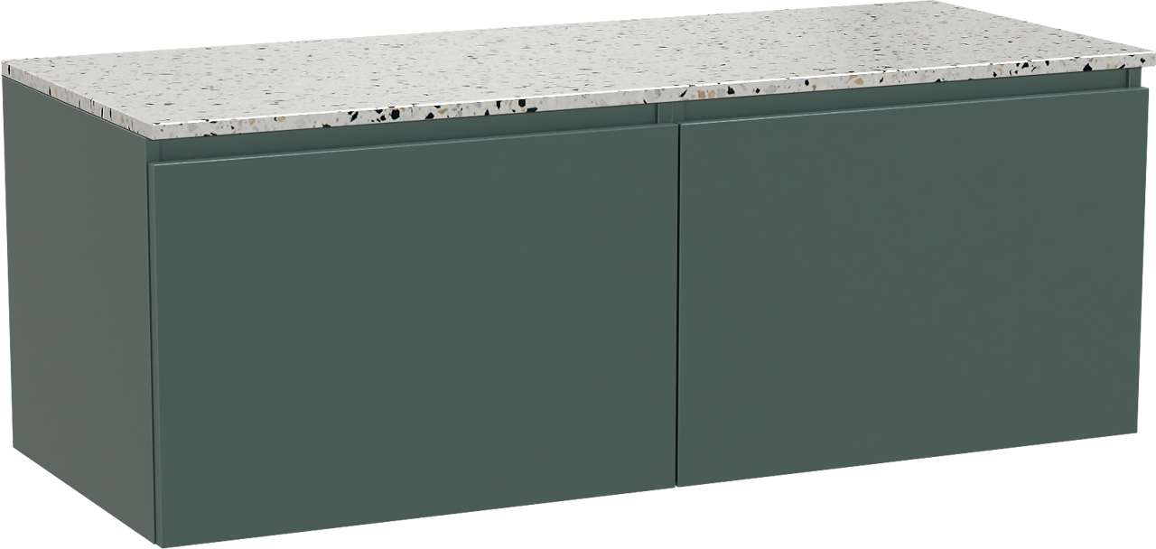 Balmani Sfera meuble salle de bains suspendu 135 x 55 cm forest avec Stretto tablette simple ou double en blanc/noir mat terrazzo