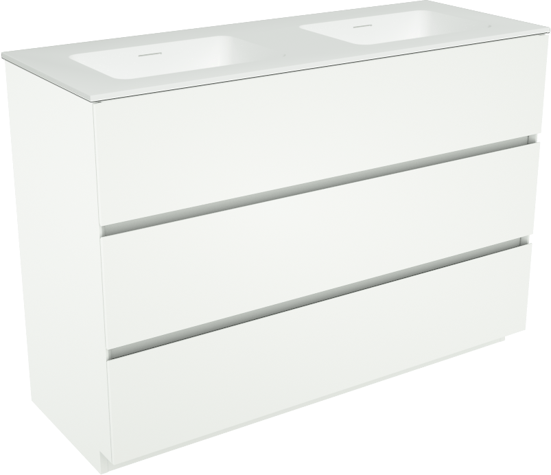 Storke Edge staand badmeubel 120 x 46 cm mat wit met Mata dubbele wastafel in solid surface mat wit