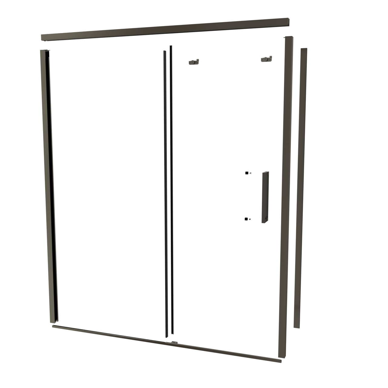 Balmani Senses Design 180 cm links douchecabine met schuifdeur profielenset brushed gunmetal