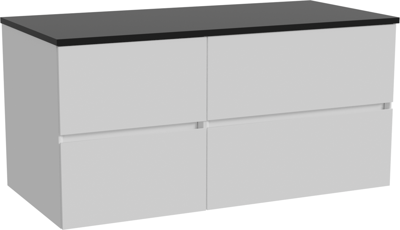 Storke Edge meuble salle de bains suspendu 110 x 52 cm blanc brillant avec Panton tablette simple en mdf enduit de poudre noir mat