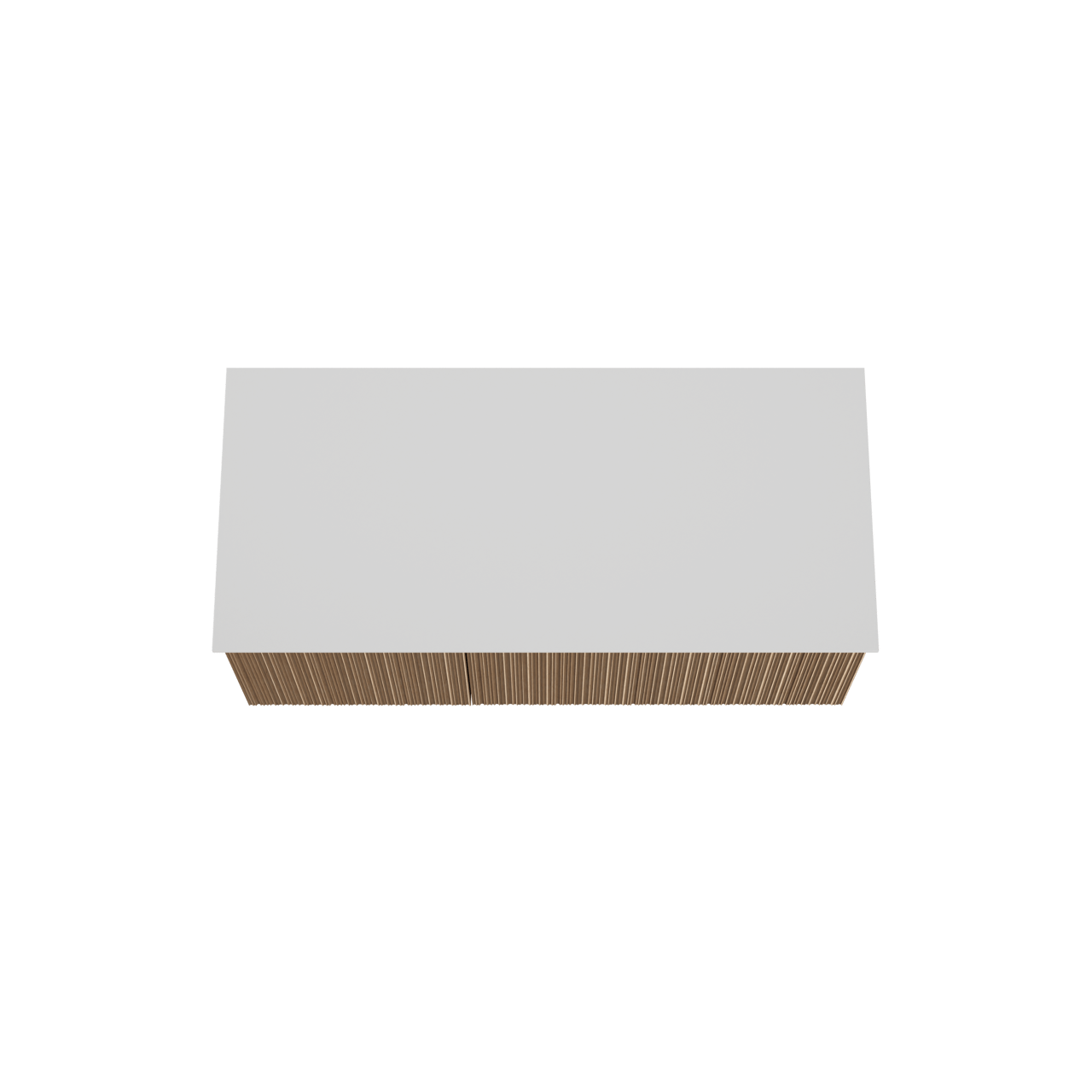 Balmani Forma zwevend badmeubel 120 x 55 cm naturel eiken met Stretto enkel of dubbel wastafelblad in solid surface mat wit, Verticale asymmetrische ronde ribbel