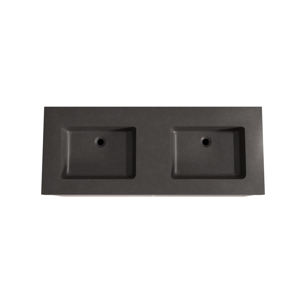 Storke Ribs meuble salle de bains suspendu 130 x 52 cm chêne brut avec Scuro High double vasque en quartz noir mat, Nervure droite symétrique verticale