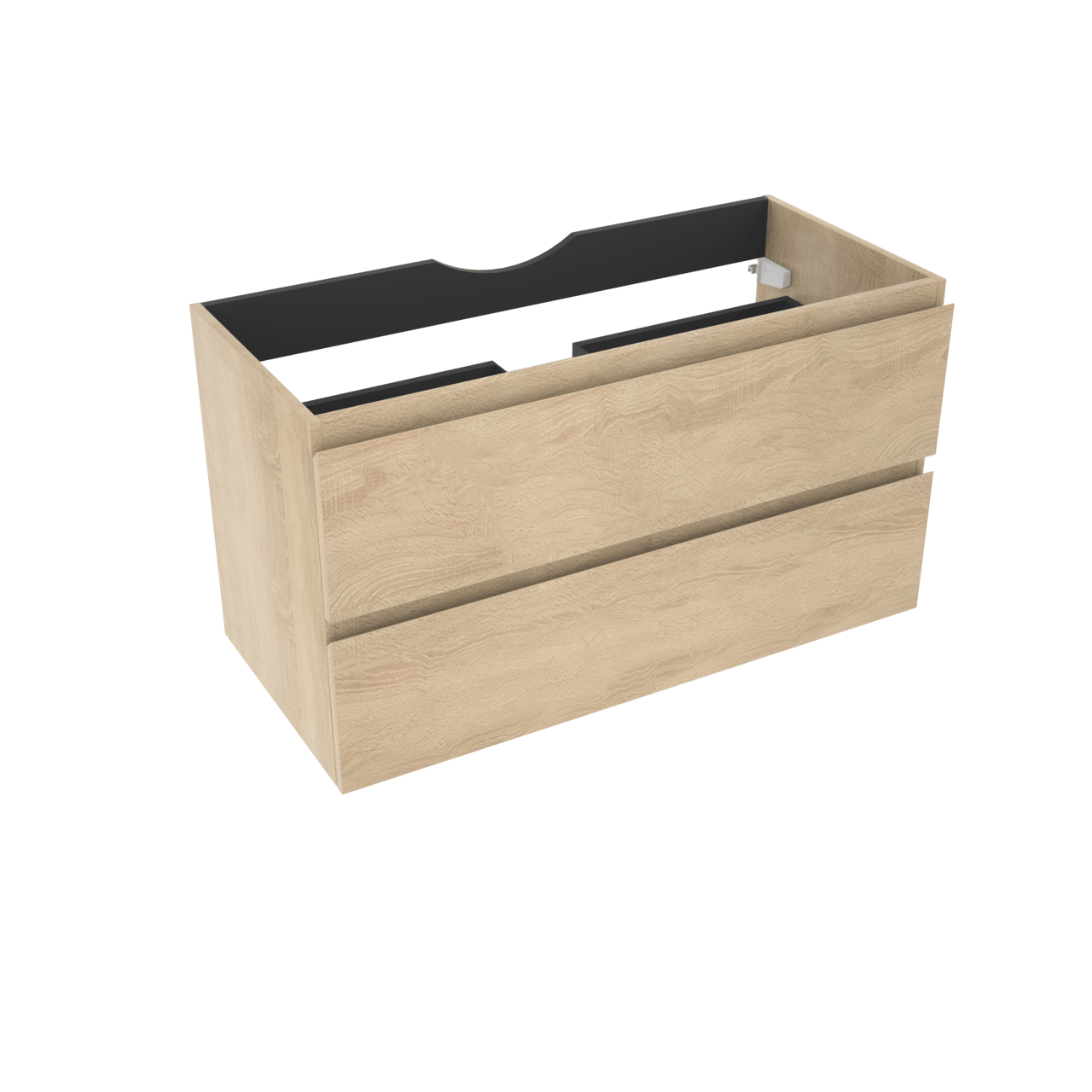 Linie Lado meuble sous-vasque suspendu 100 x 46 cm chêne blanc 2 tiroirs