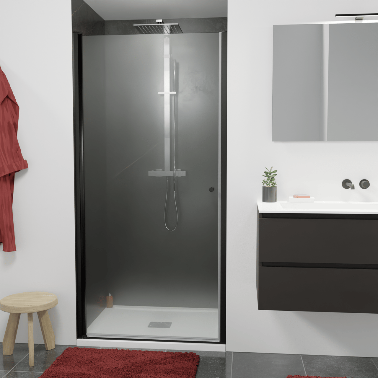 Luca Varess Kuresa douche draaideur 100 x 200 cm helder glas mat zwart profiel