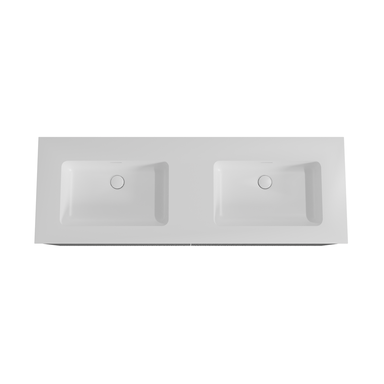 Storke Ribs meuble salle de bains suspendu 150 x 52 cm chêne noir avec Mata double vasque en solid surface blanc mat, Nervure droite asymétrique verticale