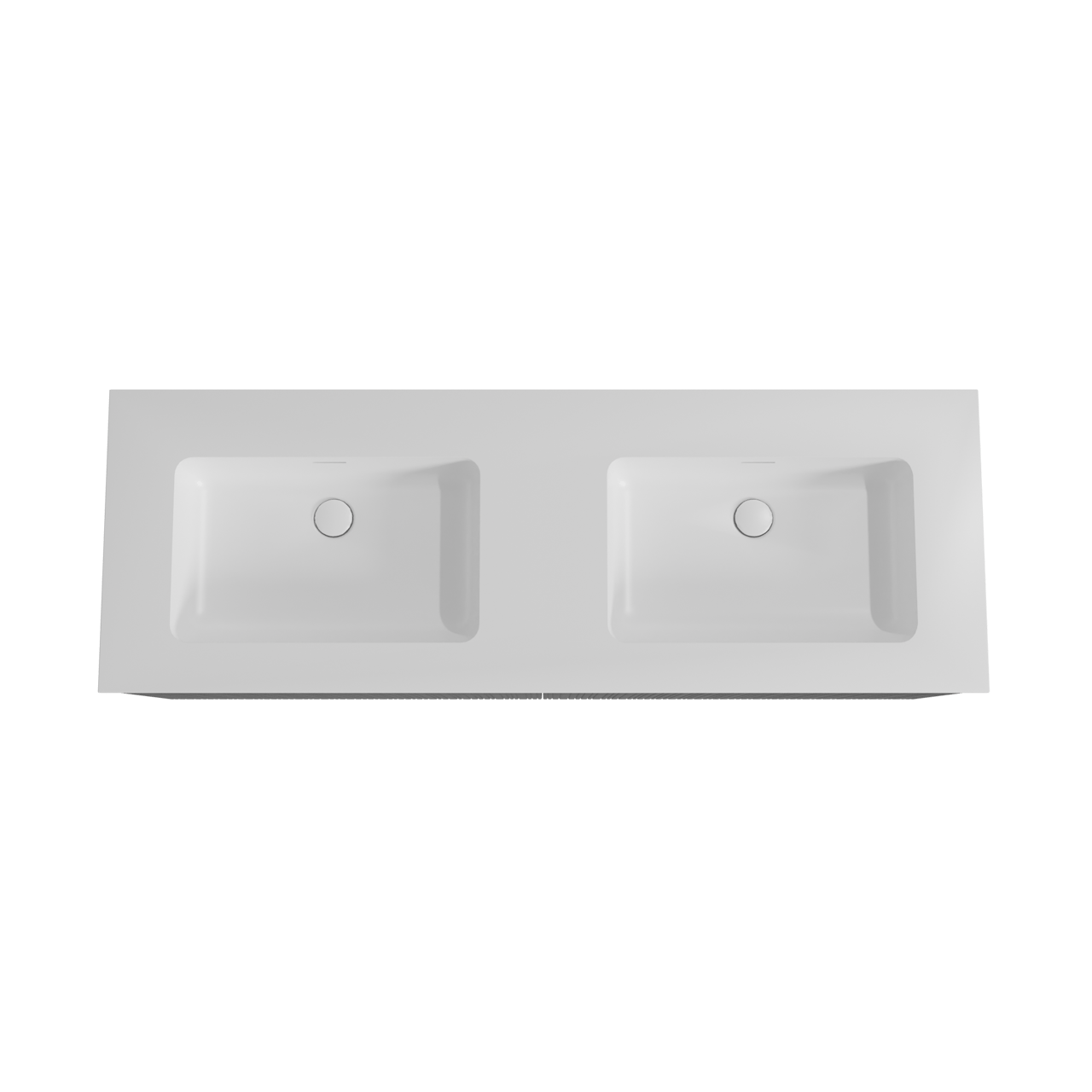 Storke Ribs zwevend badmeubel 150 x 52 cm zwart eiken met Mata dubbele wastafel in solid surface mat wit, Verticale asymmetrische rechte ribbel