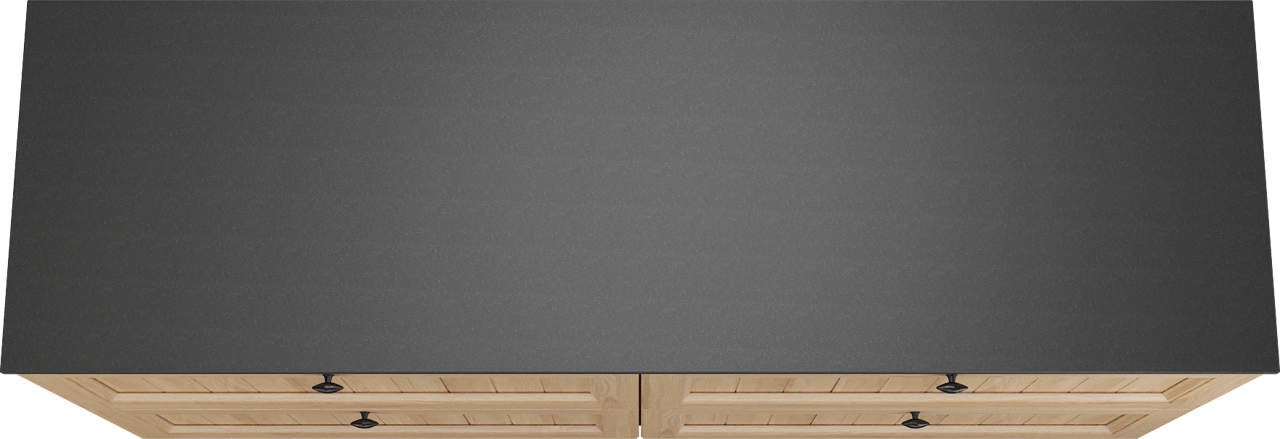 Balmani Lemon staand badkamermeubel 180 x 55 cm, fineer natuur eik met Stretto enkel of dubbel tablet in graniet zwart