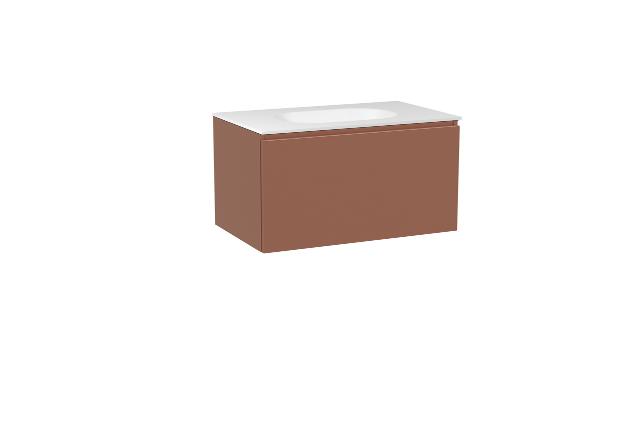 Balmani Sfera meuble salle de bains suspendu 90 x 55 cm cotto avec Tablo Oval plan simple en solid surface blanc mat