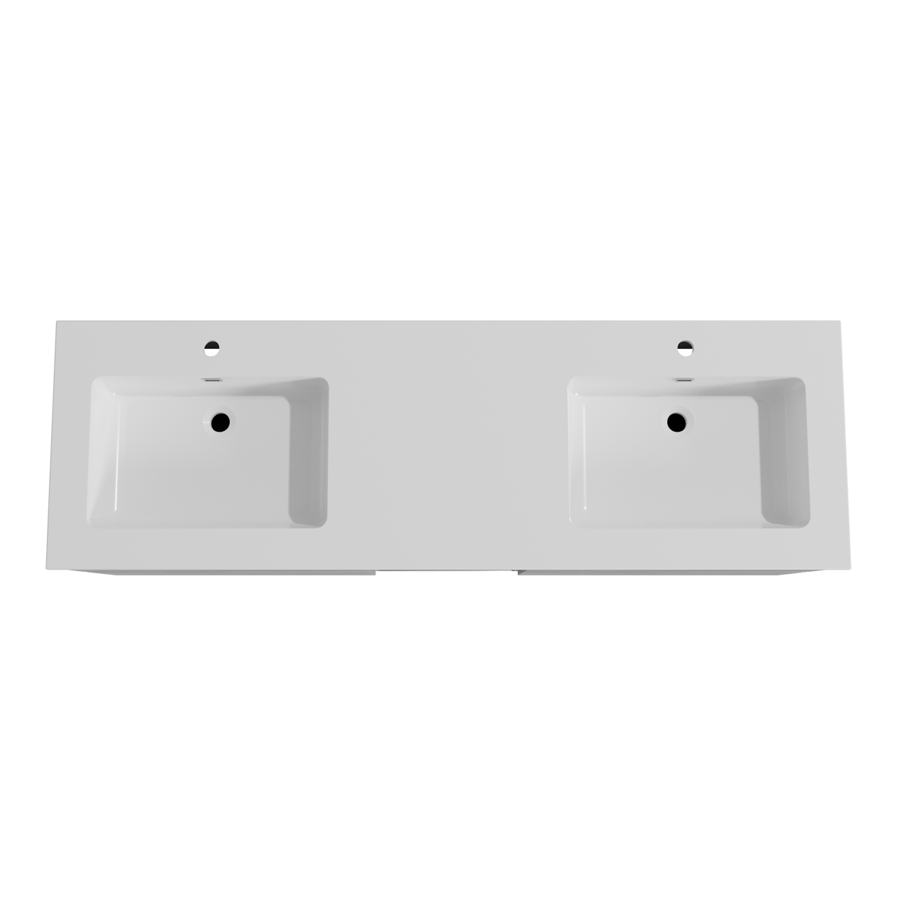 Storke Edge meuble salle de bains suspendu 165 x 52 cm béton gris foncé avec Diva double vasque en marbre composite blanc brillant