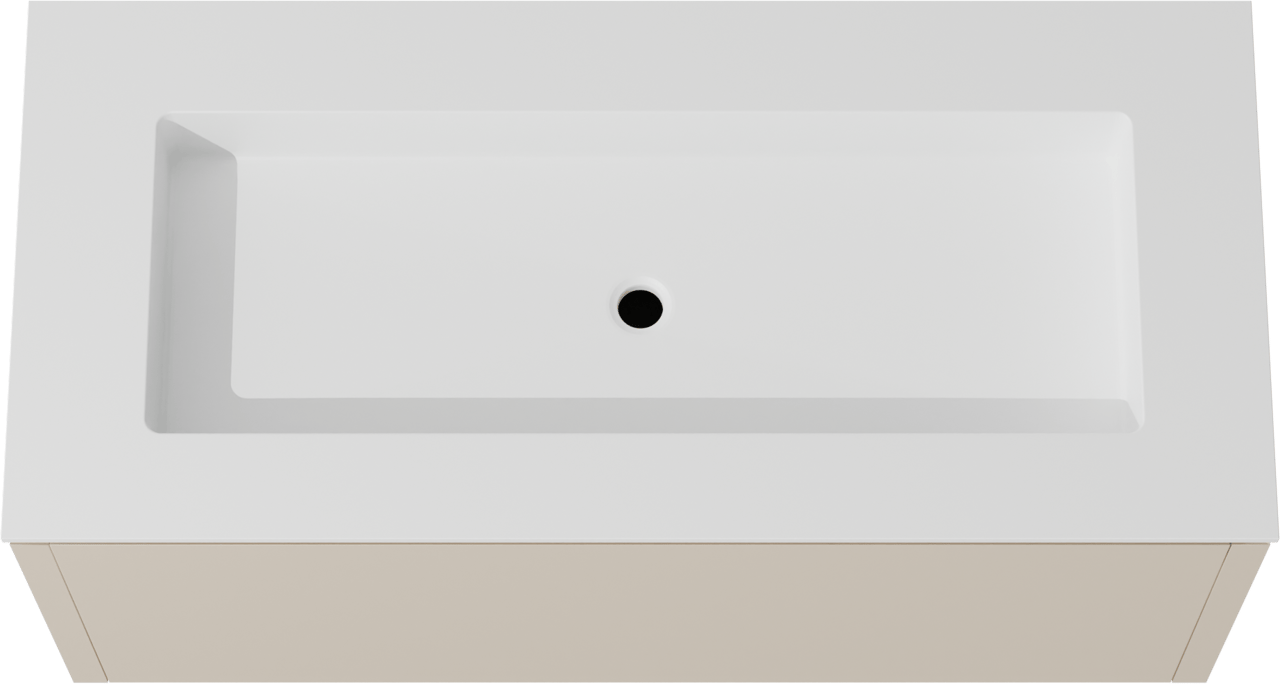 Balmani Eclips meuble salle de bains suspendu 120 x 55 cm Sandbeige avec Tablo Stretto plan simple pour 2 trous de robinet en Solid Surface blanc mat