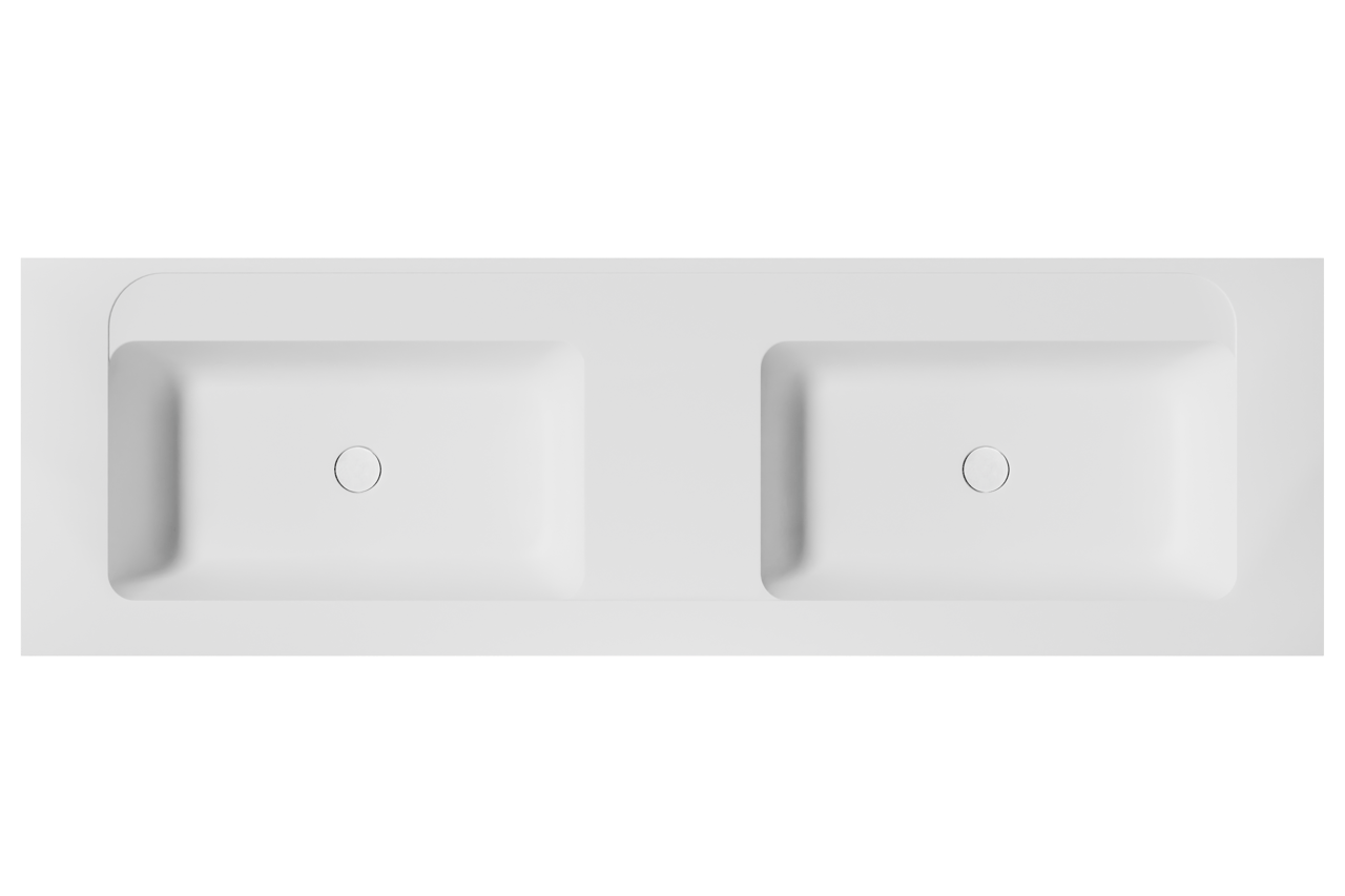 Balmani Tablo Strada double vasque Marbre composite blanc (mat) 180 x 55 cm