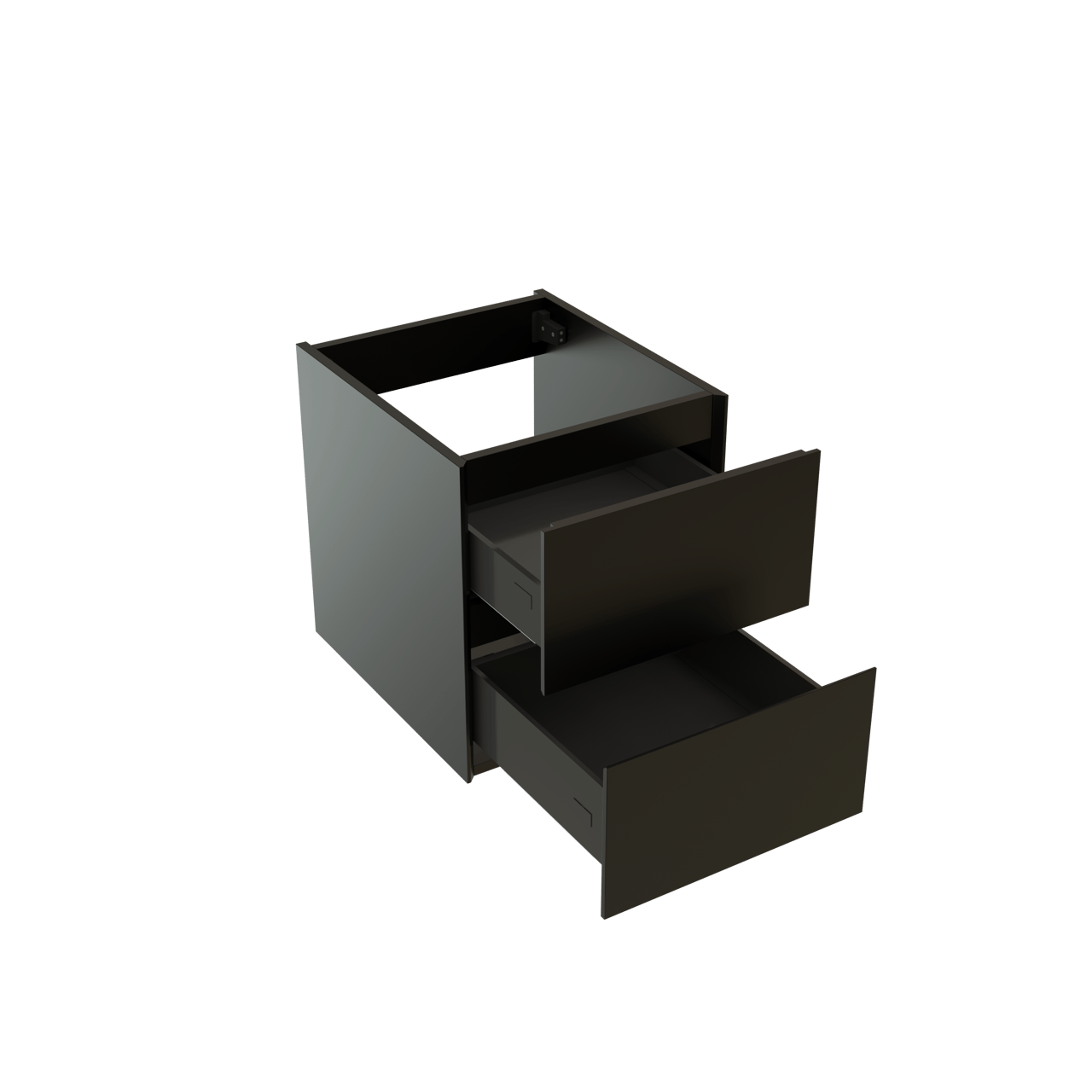 Storke Edge hängender Waschbeckenunterschrank: 45 x 52 cm, Schwarz Matt, 2 Schubladen