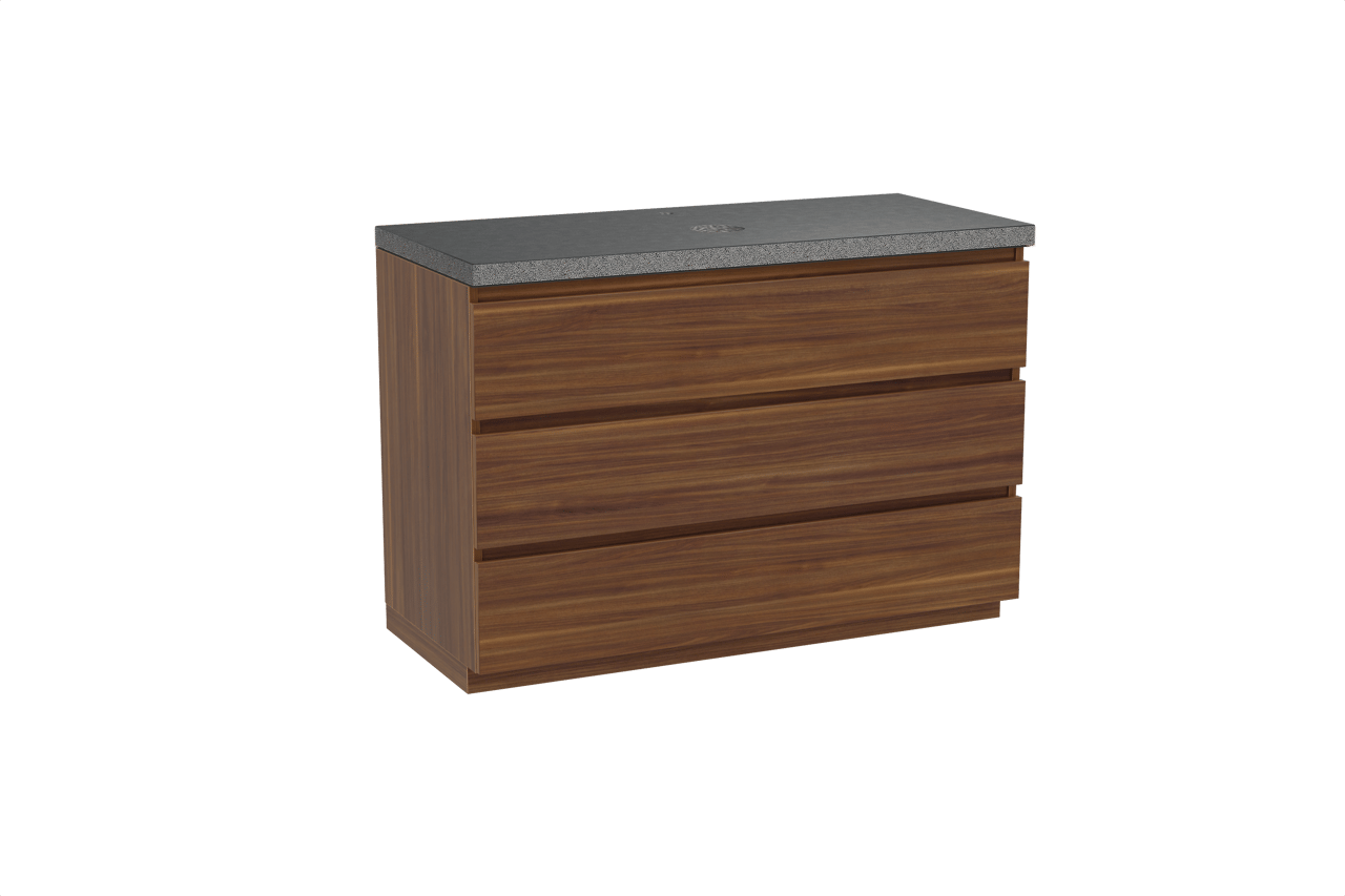 Balmani Lucida meuble salle de bains à poser 120 x 55 cm noyer américain avec Rock tablette simple en granit noir