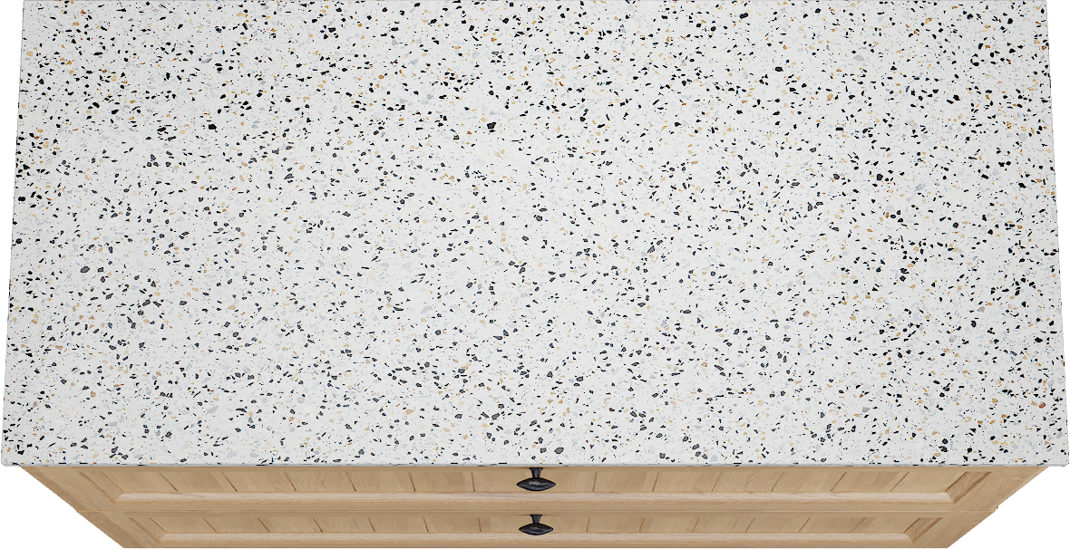 Balmani Lemon meuble salle de bains à poser 120 x 55 cm, placage chêne naturel avec Stretto tablette simple ou double en blanc/noir mat terrazzo