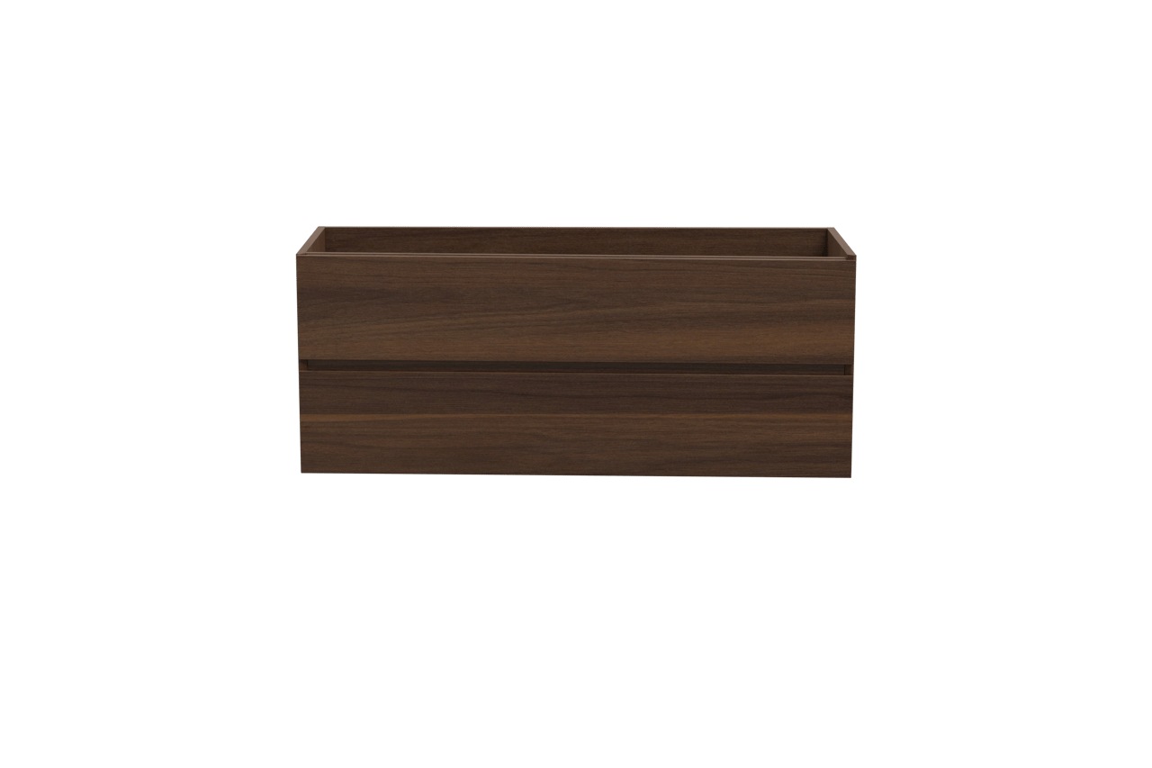 Storke Edge hängender Waschbeckenunterschrank: 120 x 46 cm, Nussbaum, 2 Schubladen