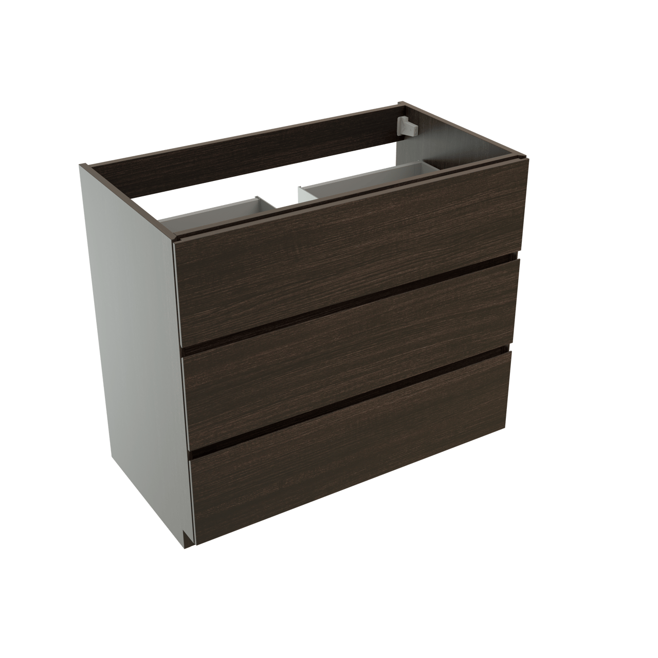 Storke Edge stehender Waschbeckenunterschrank: 95 x 52 cm, Eiche dunkel, 3 Schubladen