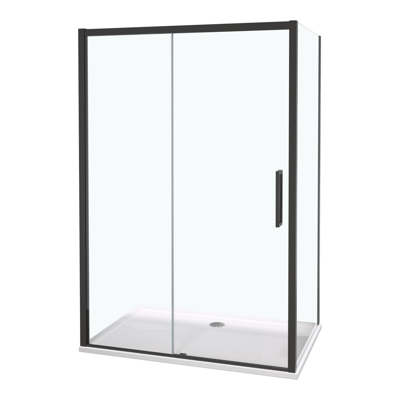 Luca Varess Senses paroi de douche avec porte coulissante et paroi latérale fixe 90 x 160 cm verre transparent profil noir mat