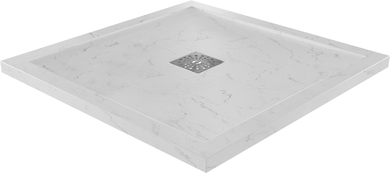 Linie Lido receveur de douche 90 x 90 cm marbre composite aspect marbre blanc texture ardoise