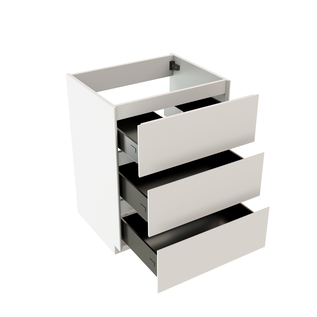 Storke Edge stehender Waschbeckenunterschrank: 65 x 52 cm, Weiß matt, 3 Schubladen