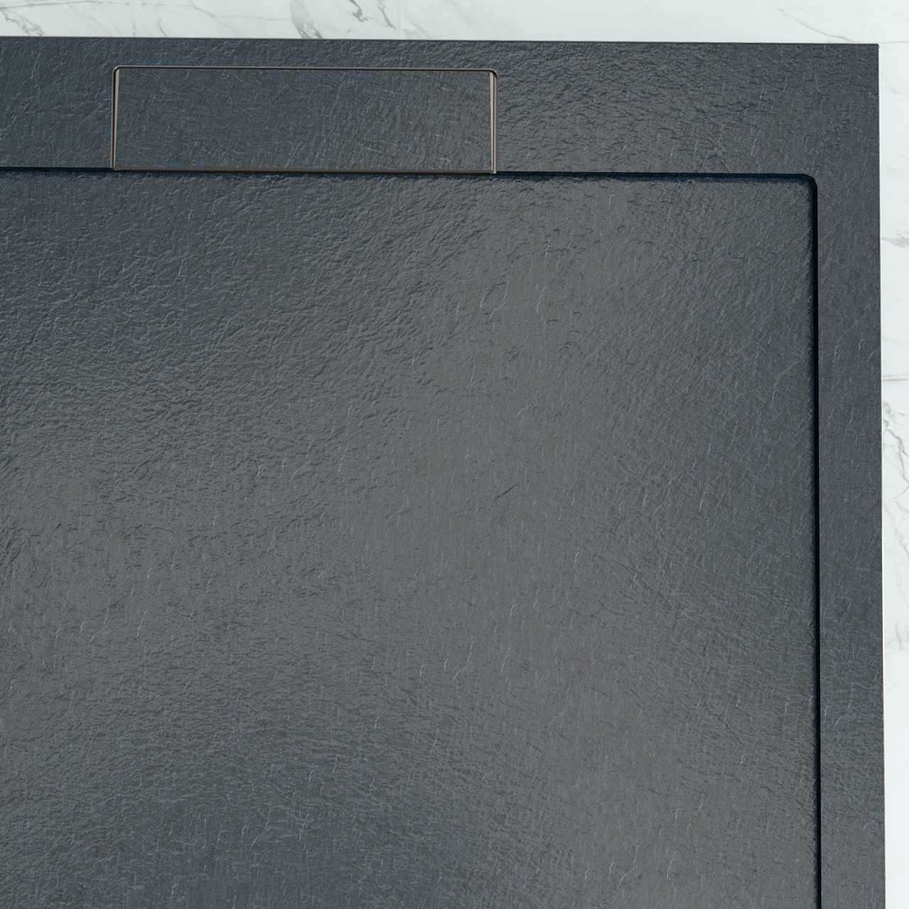 Balmani Indus receveur de douche 160 x 90 cm marbre composite gris graphite texture ardoise