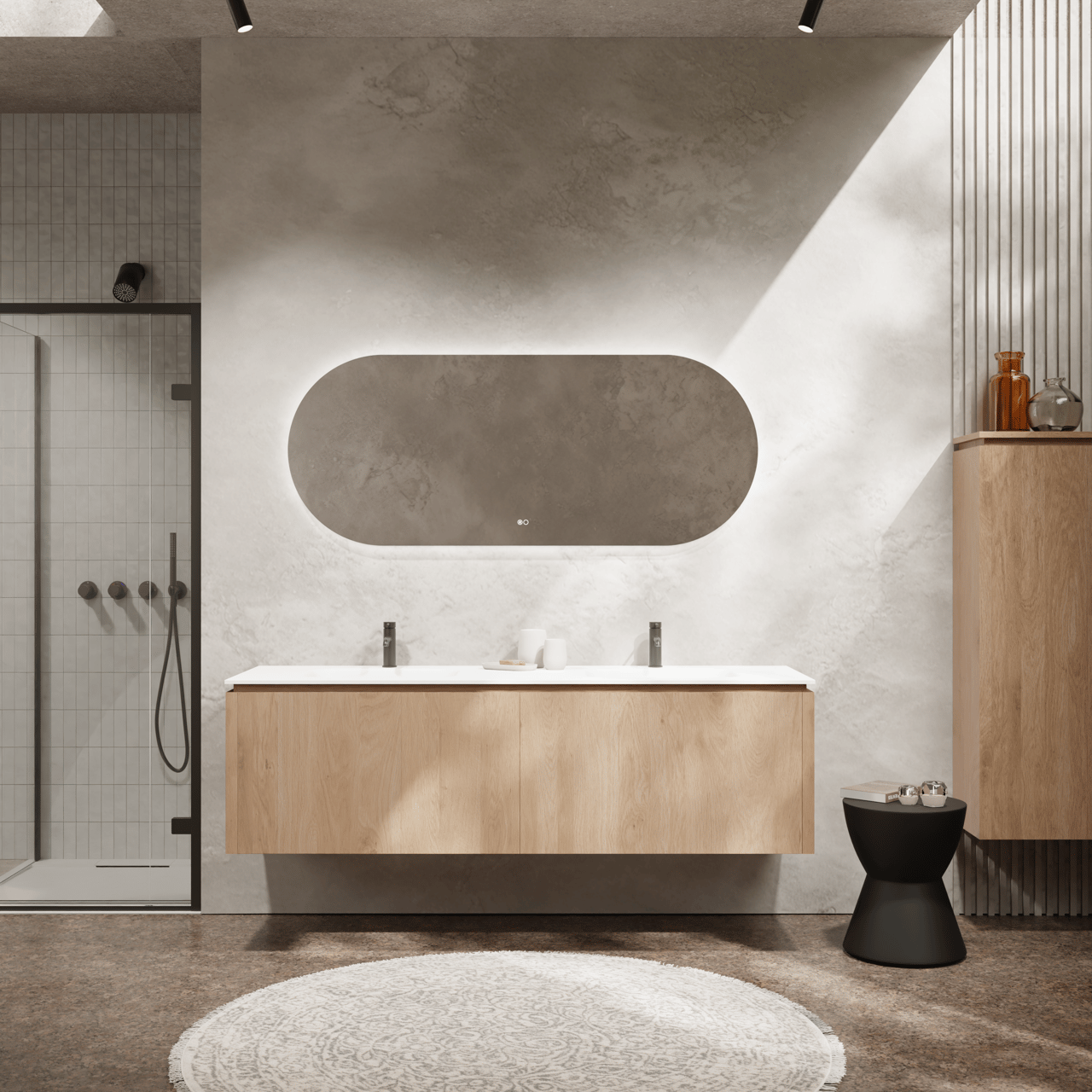 Balmani Cloud Touch ovaal badkamerspiegel 160 x 65 cm met spiegelverlichting en anti-damp