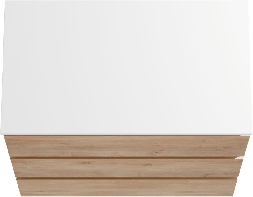 Linie Lado freistehendes Möbelstück Set: 80 x 46 cm, Naturbelassene Eiche, mit Lado Einzel Waschtischplatte, Marmorkomposit Weiß matt