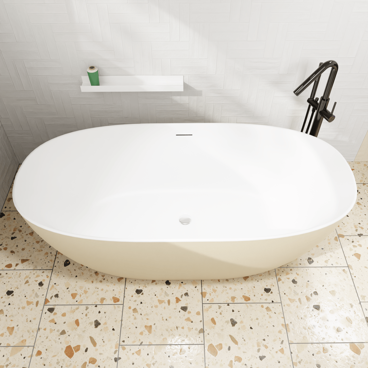 Luca Varess Marcia ovaal vrijstaand bad 170 x 80 cm acryl mat Dune