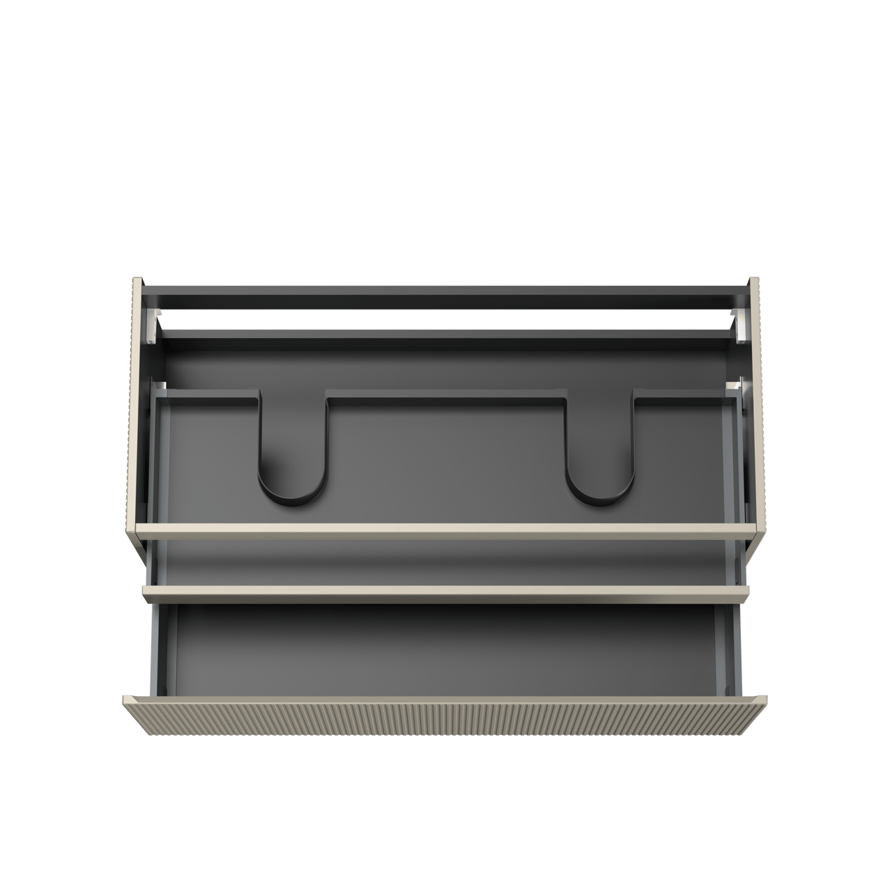 Storke Ribs meuble sous-vasque suspendu 120 x 52 cm soie grise 2 tiroirs