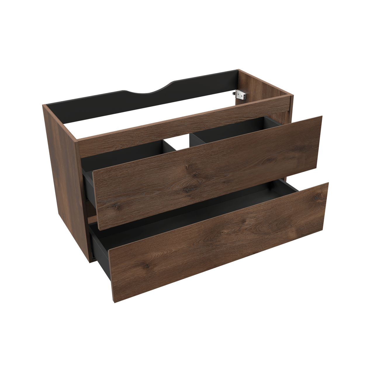 Linie Lado zwevende wastafelonderkast 100 x 46 cm bruine eik 2 lades