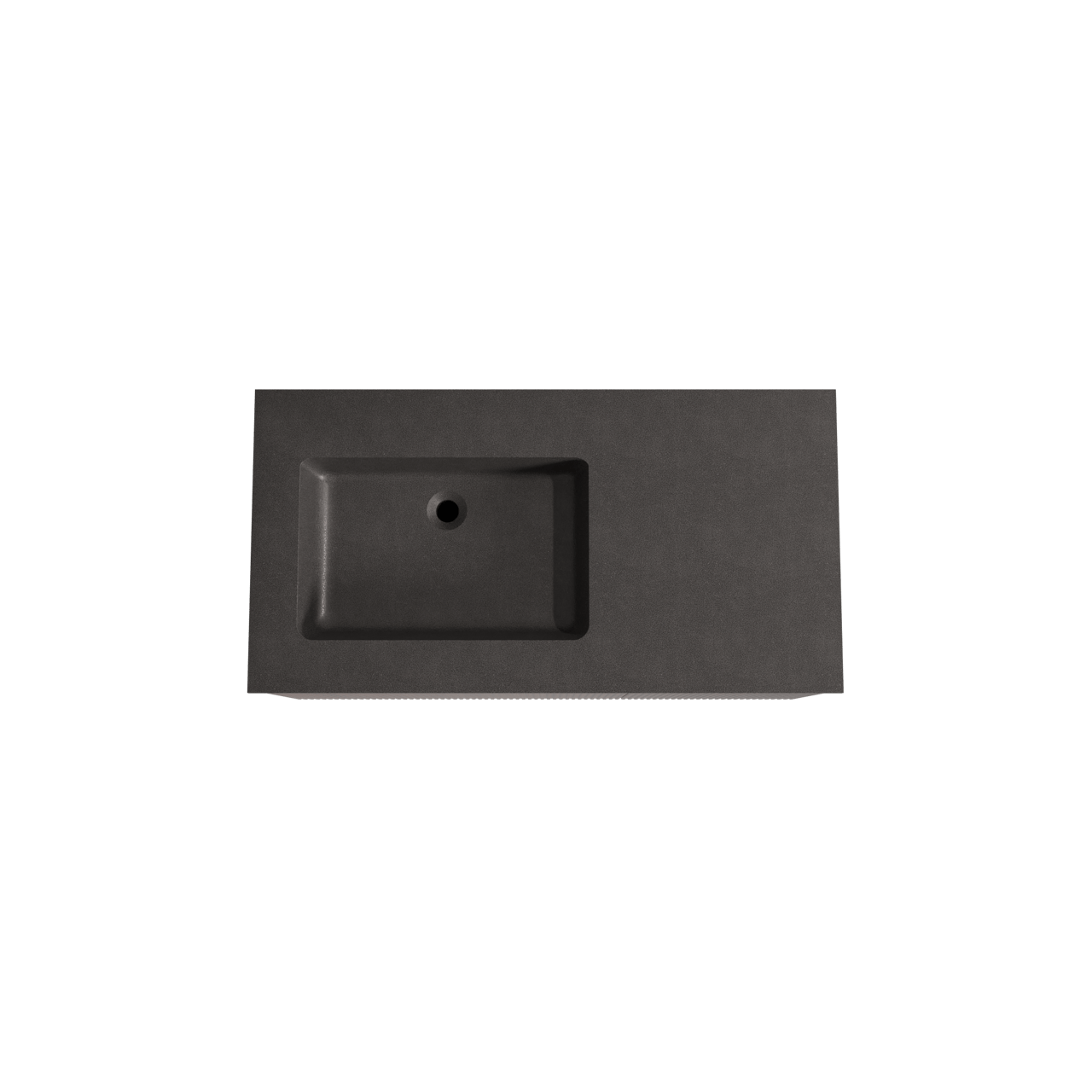 Storke Ribs zwevend badmeubel 100 x 52 cm notenhout met Scuro asymmetrisch linkse wastafel in kwarts mat zwart, Verticale symmetrische rechte ribbel